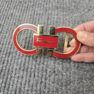 Preowned SALVATORE FERRAGAMO RED & Gold BELT BUCKLE